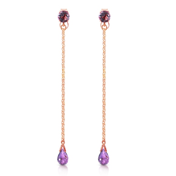 14K. GOLD CHANDELIER EARRING WITH NATURAL AMETHYST - Picture 2 of 4
